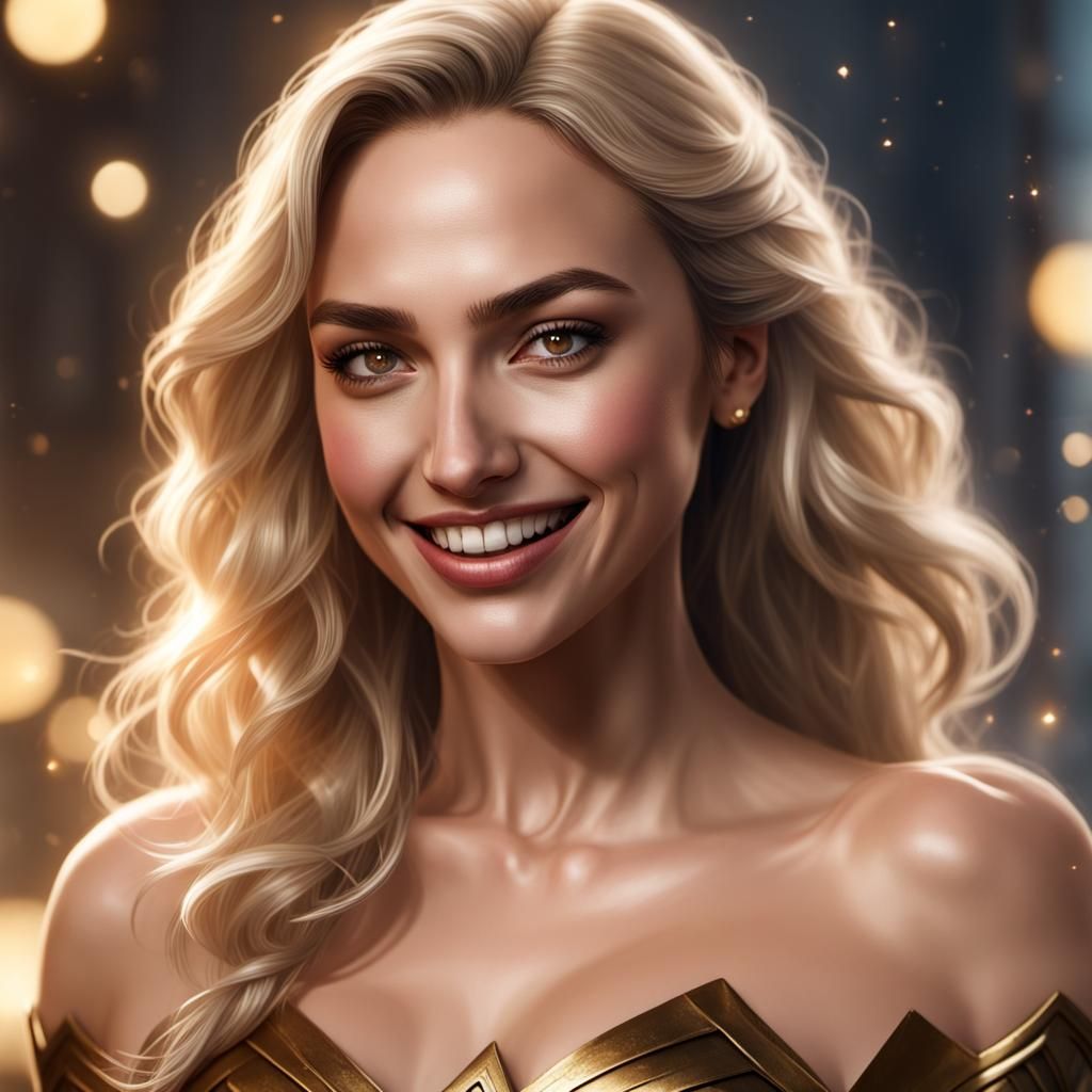 Delicious wife IRINA embodies BLONDE charm Gal Gadot|THIN CHIN| GOLDEN  Twist of Wonder Woman 84. Infectious SMILE (Rating: 1.7) adds magic |... -  AI Generated Artwork - NightCafe Creator