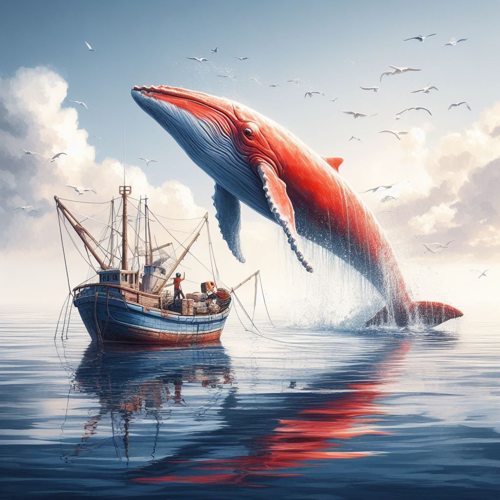 Jumping red whale