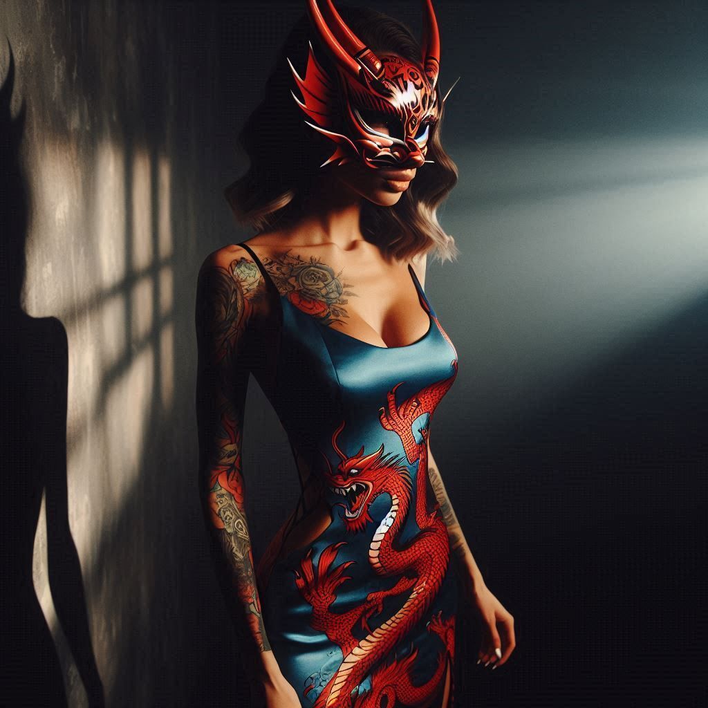 Lady in a dragon mask