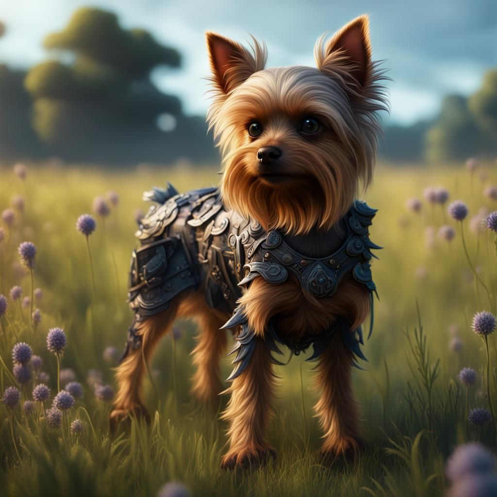portrait of my dog in armor