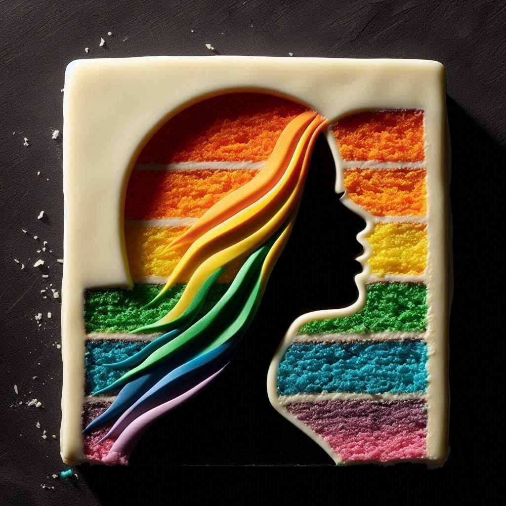 Woman's profile in cake