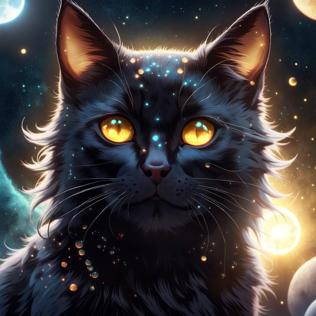 Starry Eyed Cat - AI Generated Artwork - NightCafe Creator