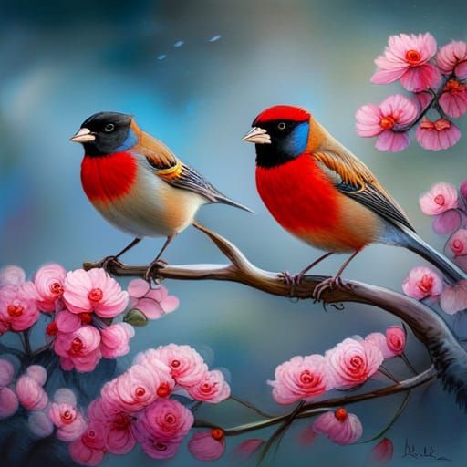 Birds And Cherry Blossoms - Ai Generated Artwork - Nightcafe Creator