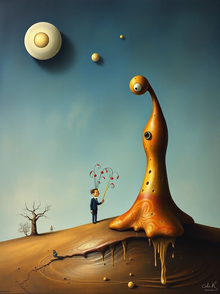 Surrealist Masterpiece in Matte Oil on Canvas