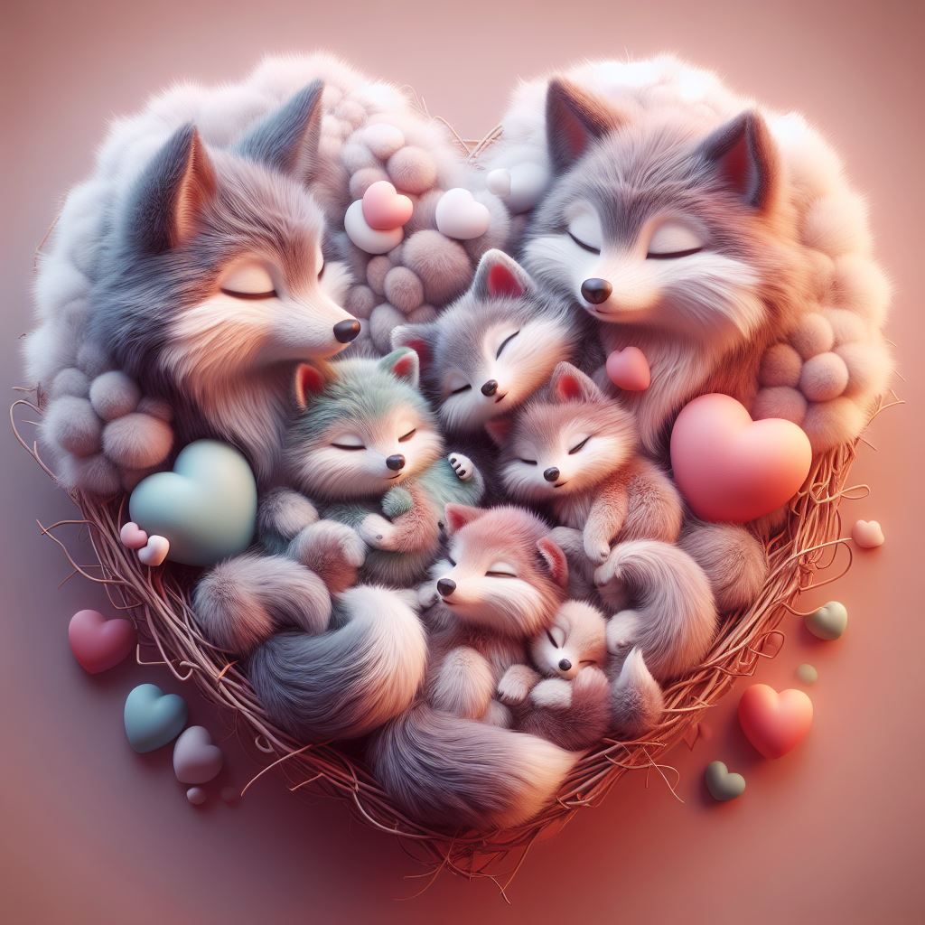 Adorable Wolf Family