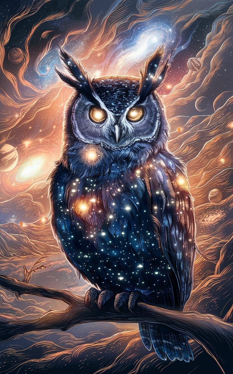 Cosmic owl - AI Generated Artwork - NightCafe Creator