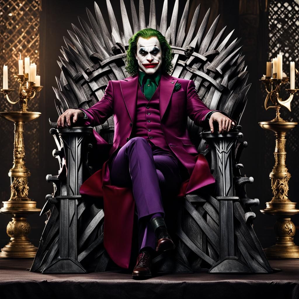 joker wearing on game of thrones chair