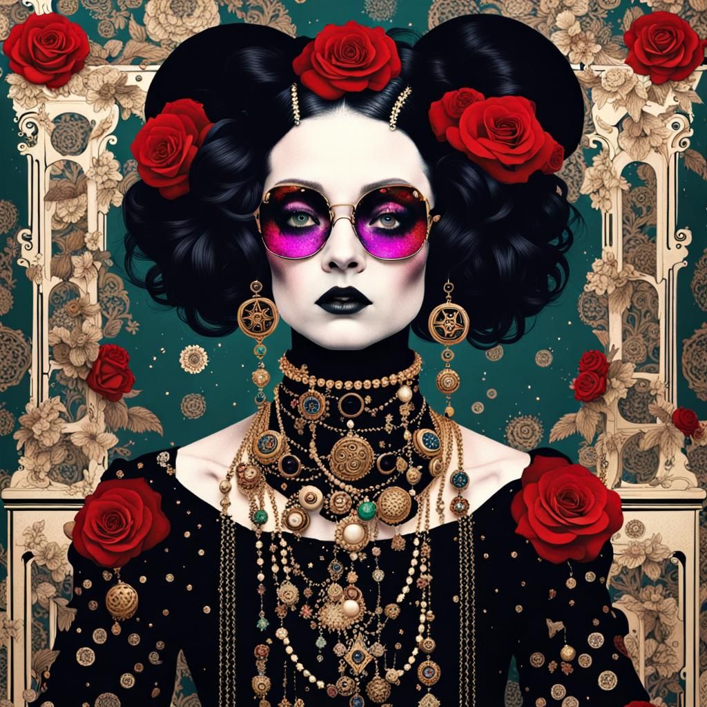 🧕🌹🪽 Rococopunk, gothicpunk, Klimtpunk   by @BunnyBear 