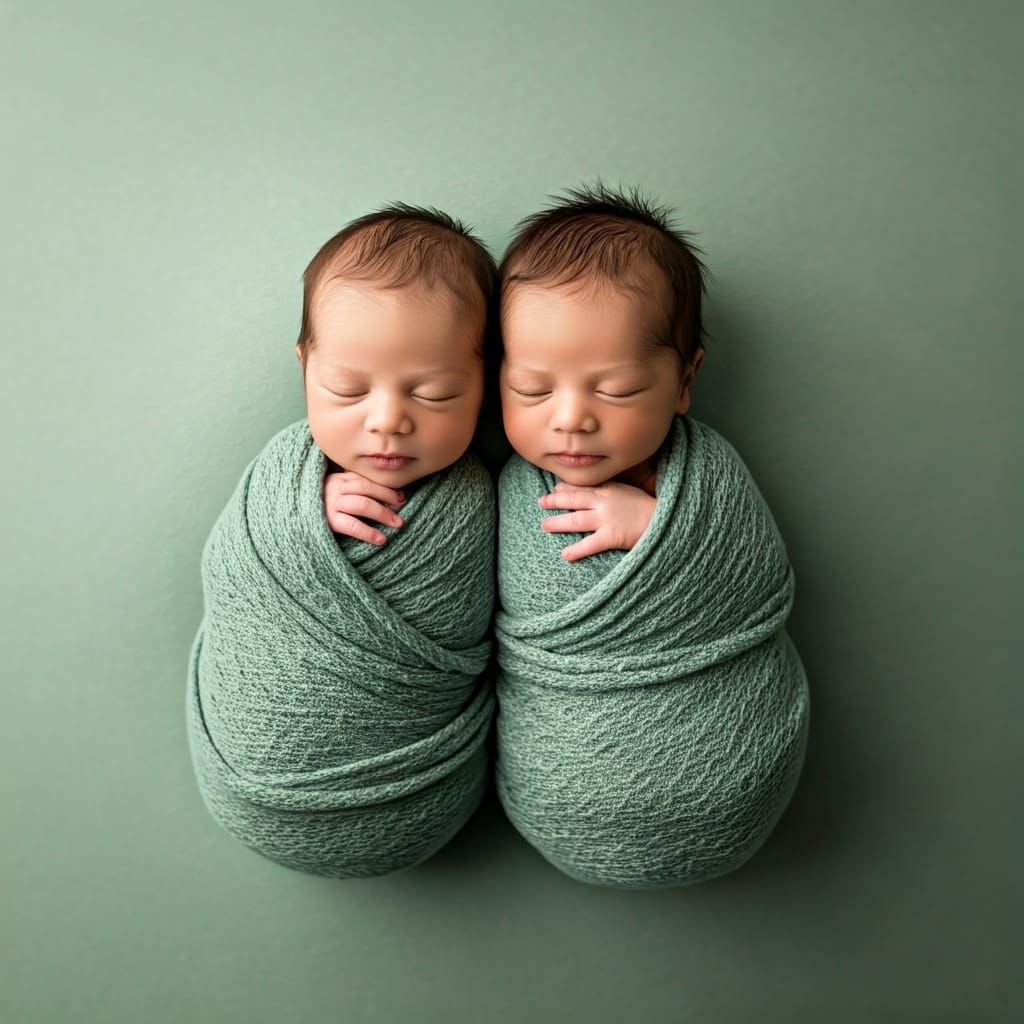Newborn Twins Portrait in Studio Setting