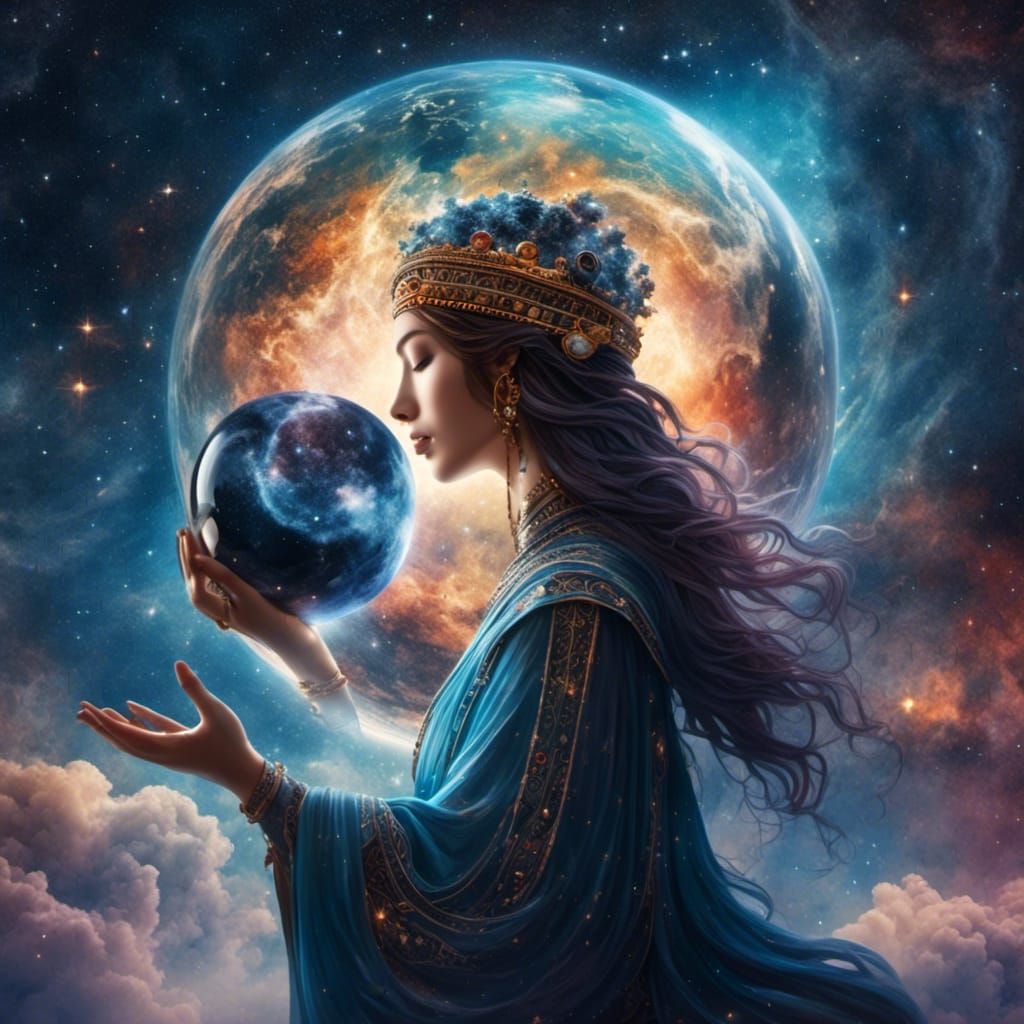  <lora:DreamyUniverse:1.0> The celestial gaze of deity