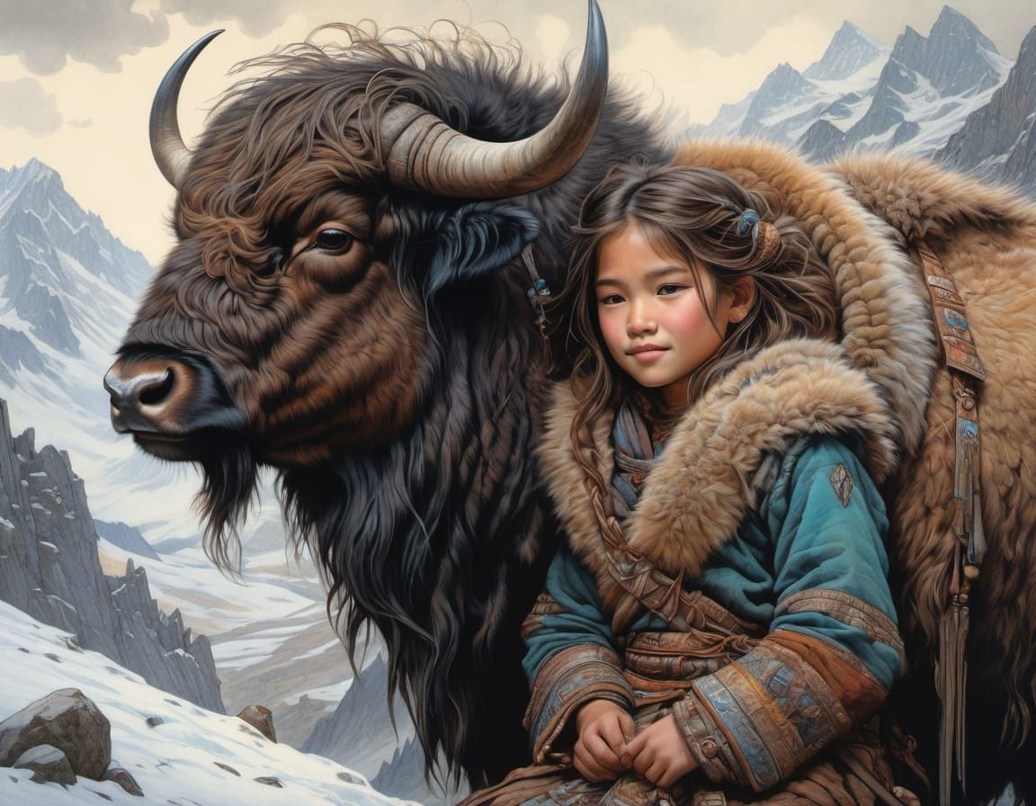 A girl and her yak  by @Katie May