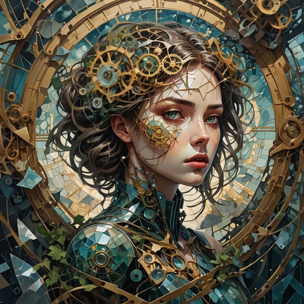 Surreal Geometric Woman in Dada Dreamscape