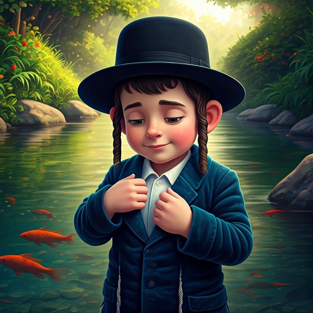 Whimsical Ultra-Orthodox Boy by Serene River in Vibrant 3D S...
