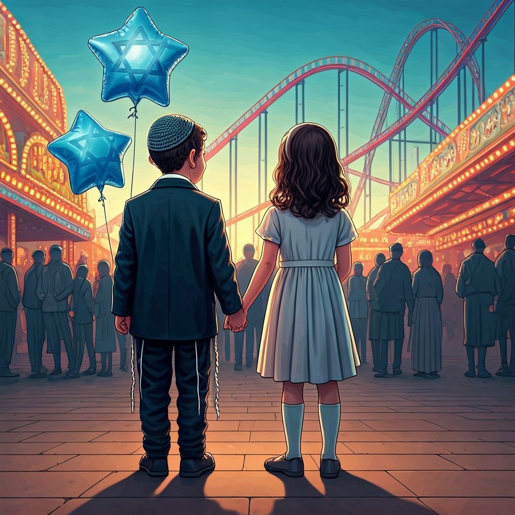 Children at Amusement Park in Eisner Style