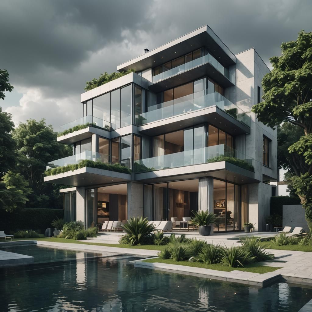 Luxury Modern Mansion with Garden and Pool