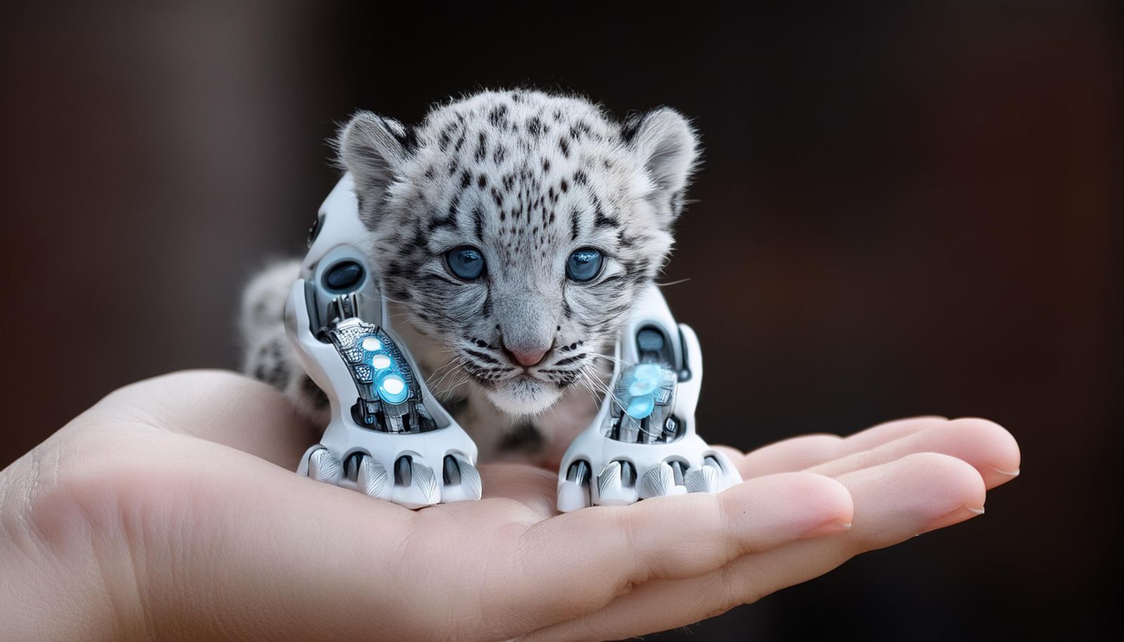 Newborn Snow Leopard Cyborg