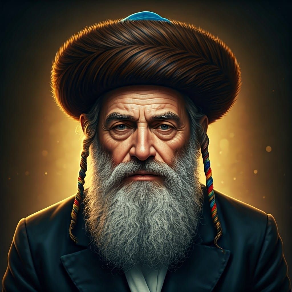 Chassidic Man with Shtreimel: Photorealistic Digital Portrai...