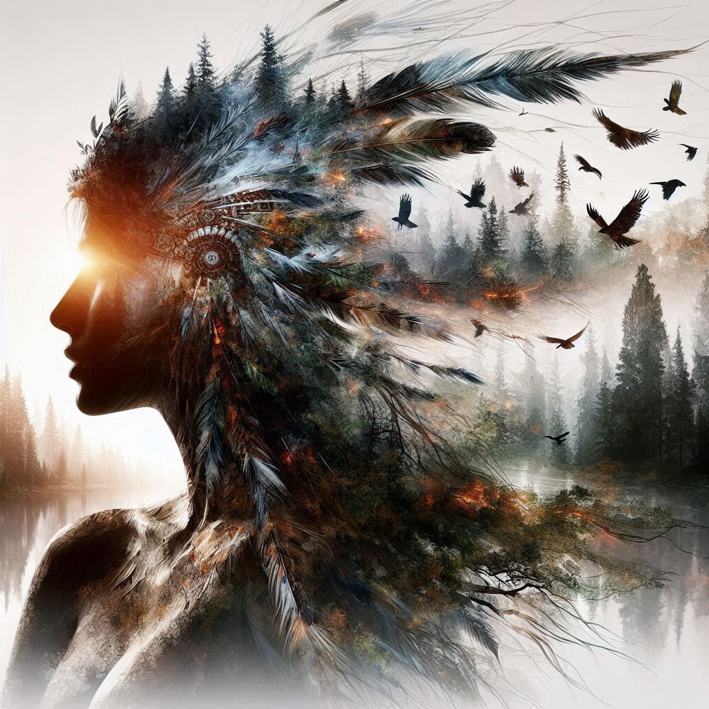 double exposure beautiful fantasy portrait landscape..