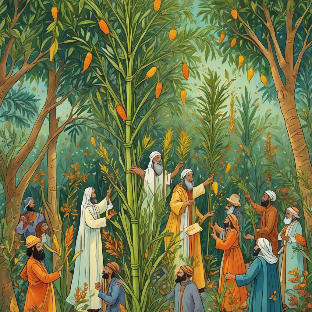 Harmonious Arrangement of the Four Species in Fantasy Art