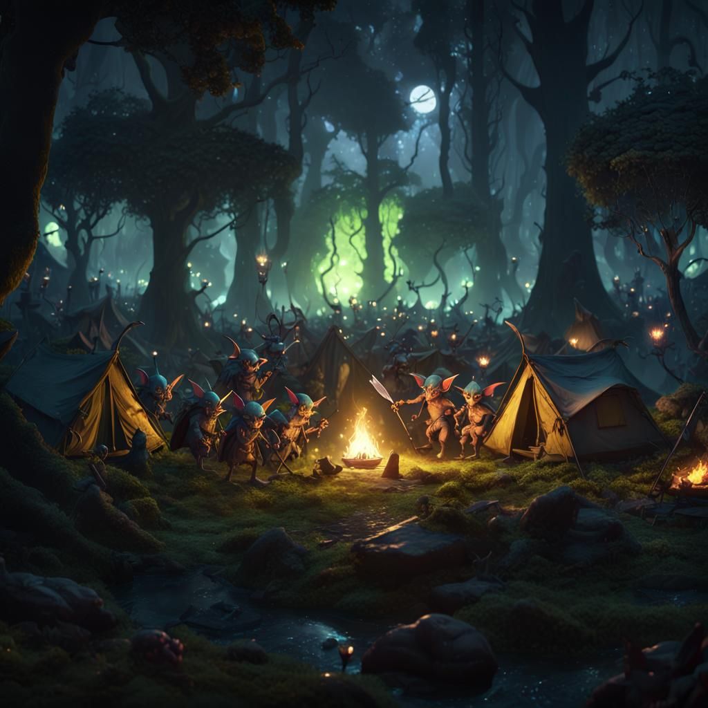 Camping in magic forest