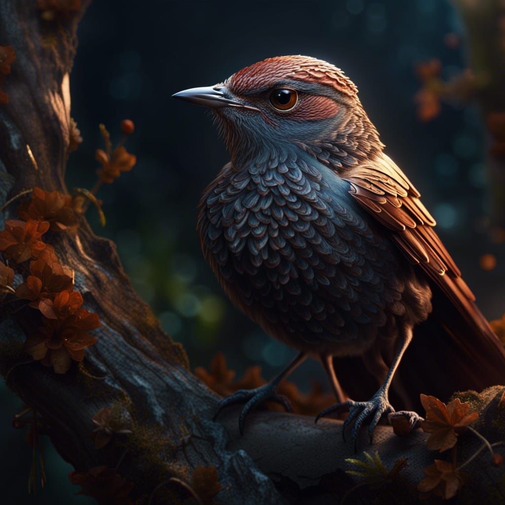 Nightingale bird portrait  by @Backgrounds are Hard