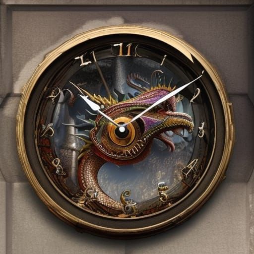 Dragon gearwheel clock broken hart