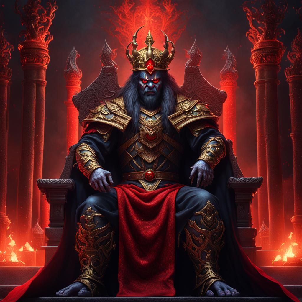 Photorealistic portrait of a majestic evil oni king. - AI Generated ...