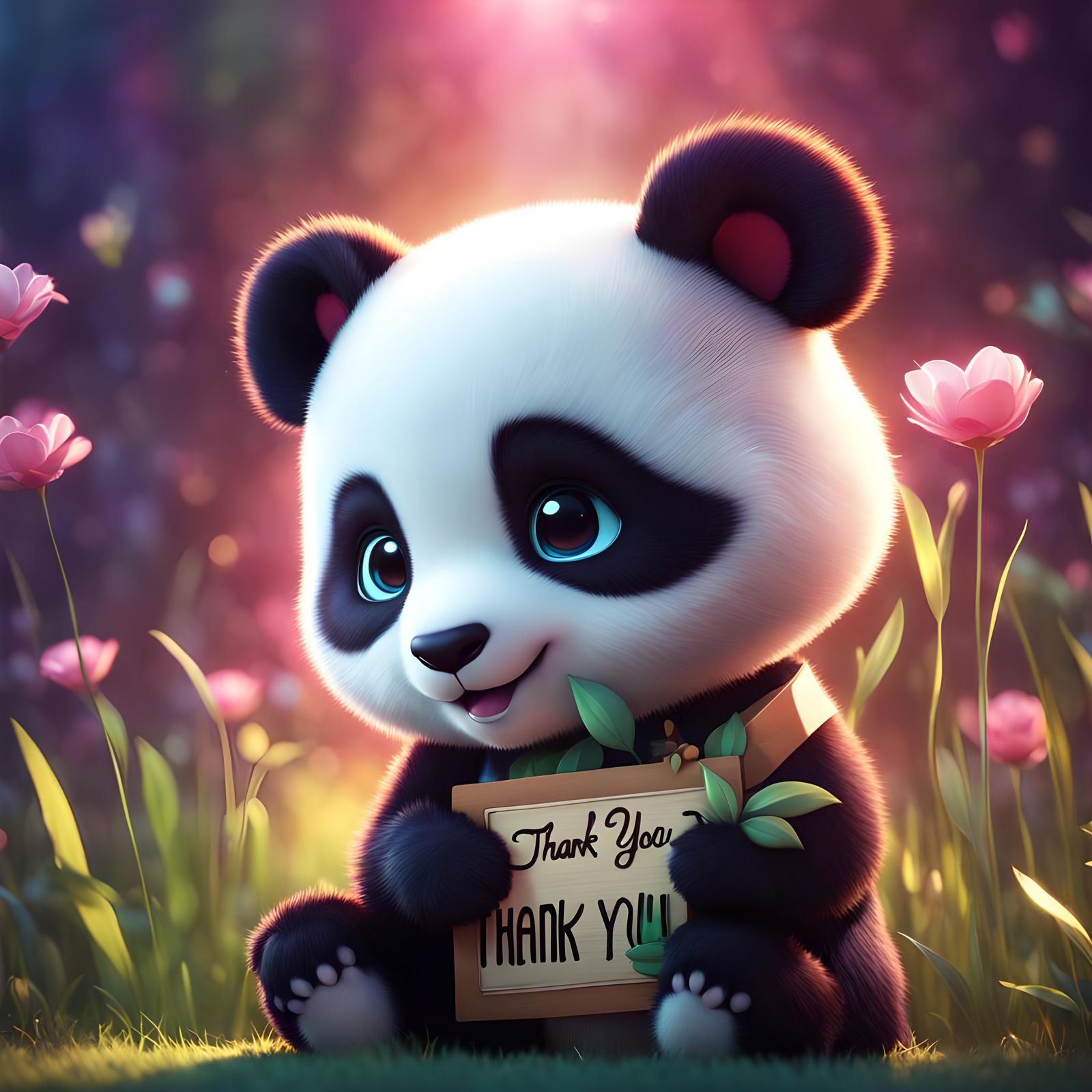 'Thank you!' from a cute panda - AI Generated Artwork - NightCafe Creator