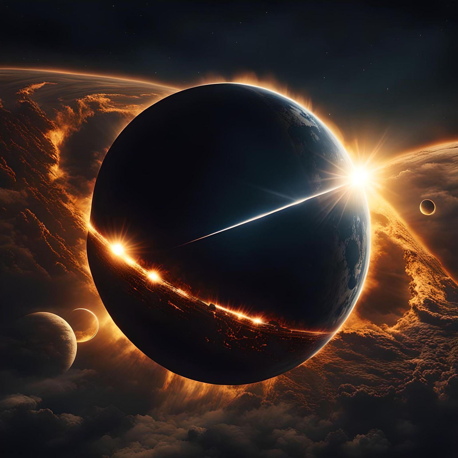 view from space, solar eclipse  by @MR R
