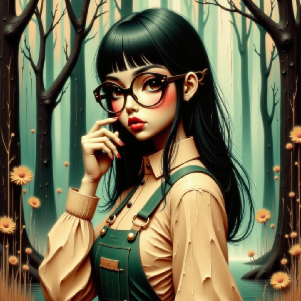 <lora:Nerd Couture:1.0> Nerd couture, Academic MuseElegant Nerd Couture goddess, oversized round nerdy glasses, soft freckles across nose, t...