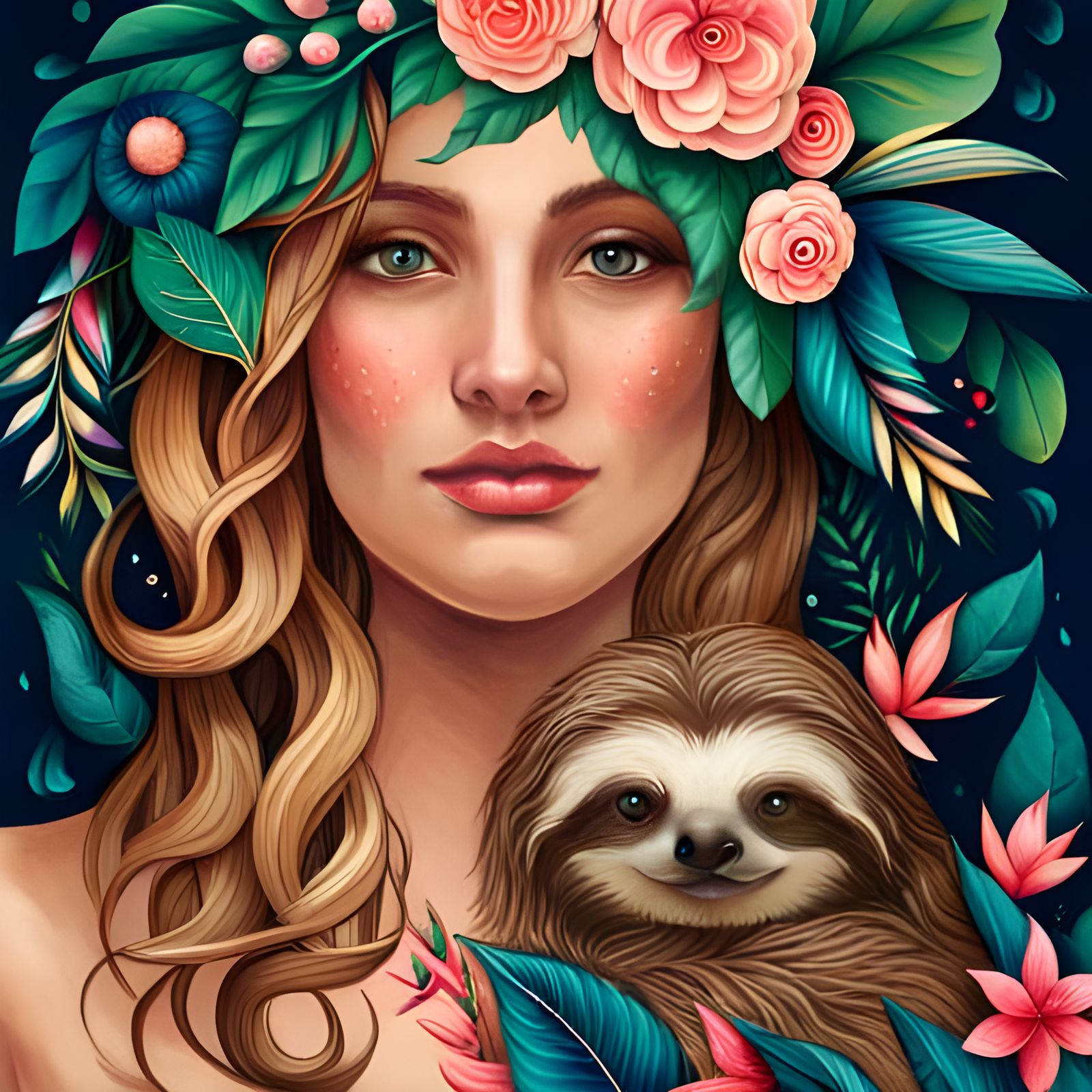 Mother Nature Creates the Sloth (5/29/23 Sloths) - AI Generated Artwork