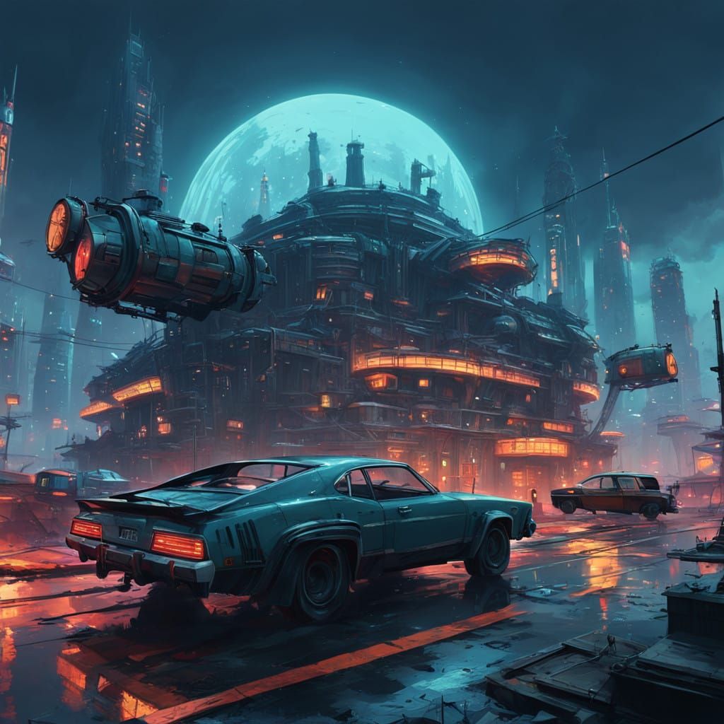 Cyberpunk Cityscape with Majestic Structure