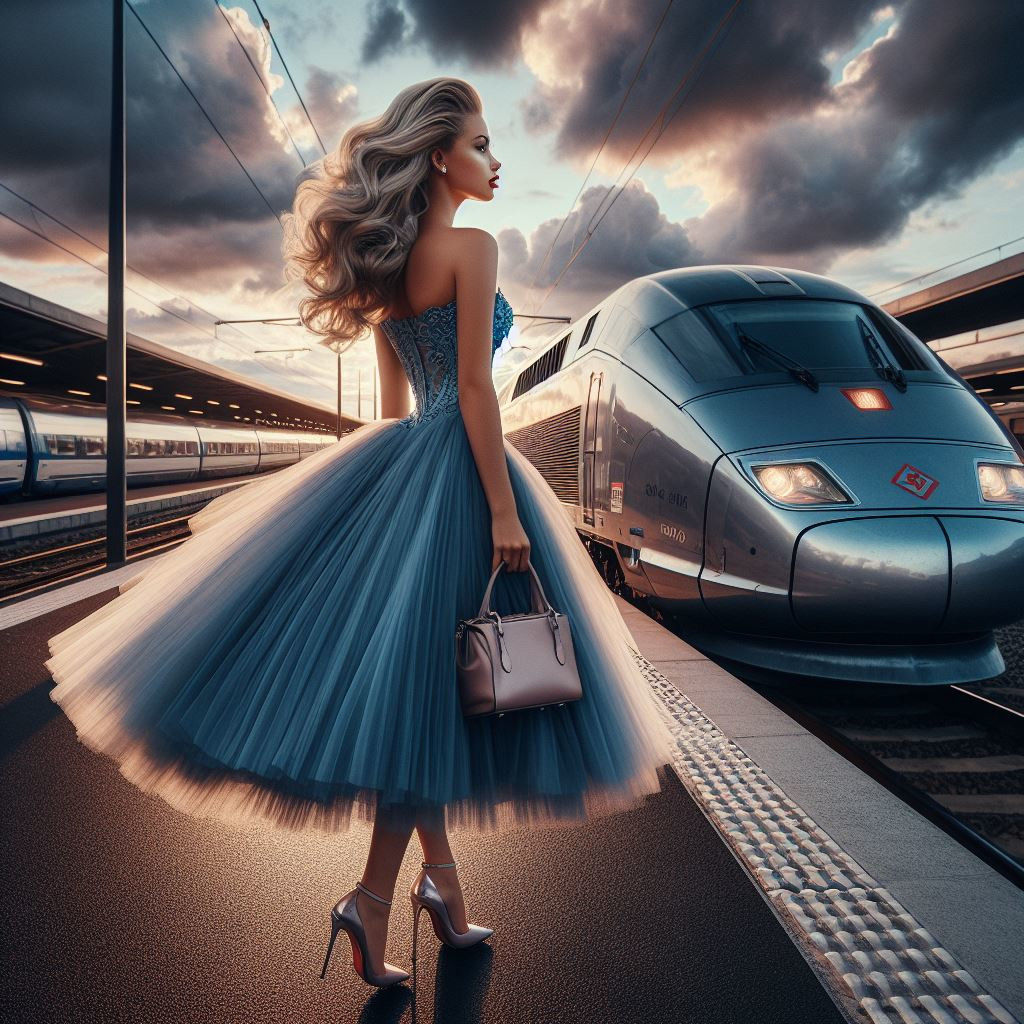 April boarding a High-Speed Train