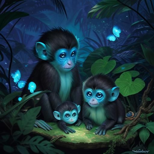 STUNNINGLY BEAUTIFUL very detailed Bioluminescence Cutest Baby Monkeys ...