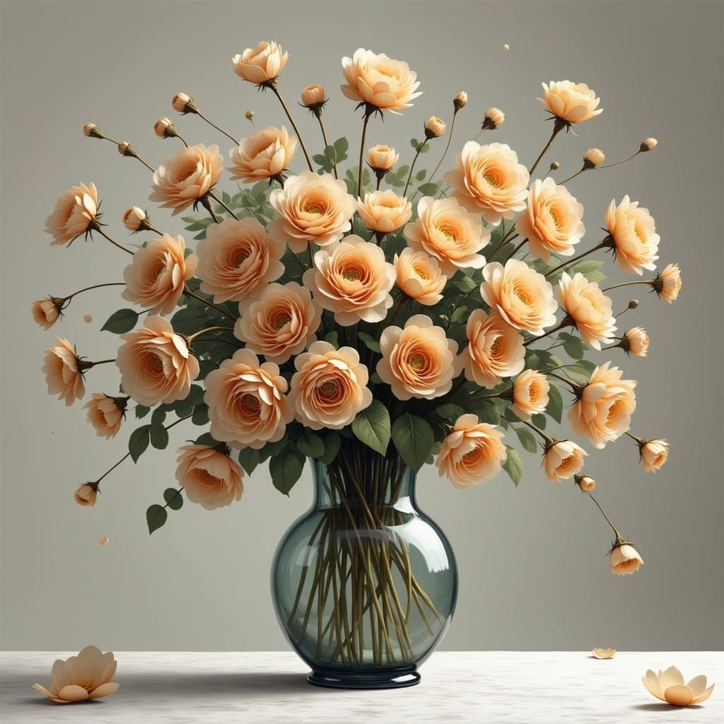  <lora:Dieselpunk Flux:1.0> A beautiful vase of flowers