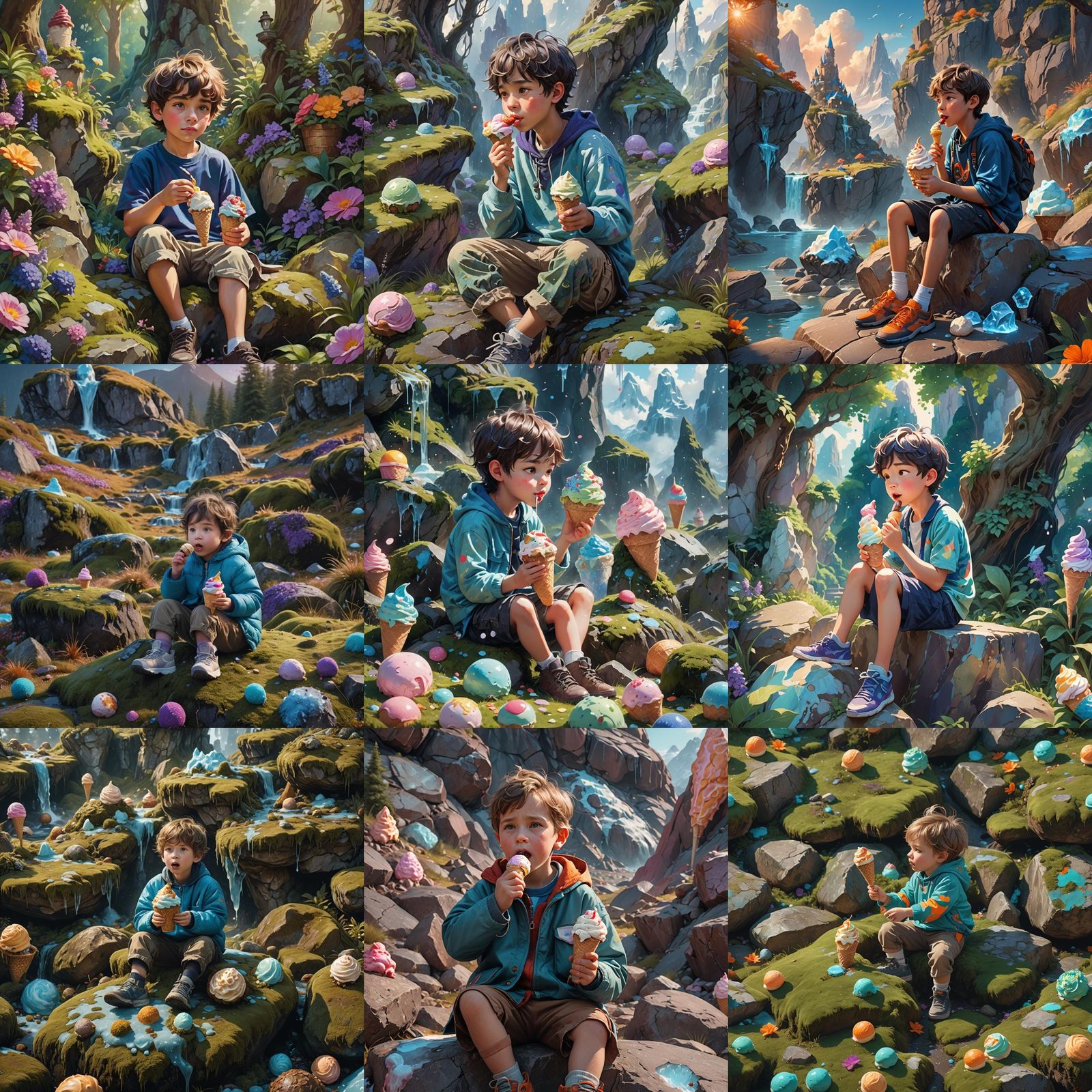 Cute Child Enjoying Ice Cream: Fantasy Concept Art