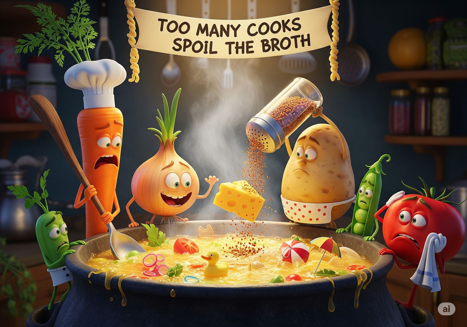 Too may cooks spoil the broth