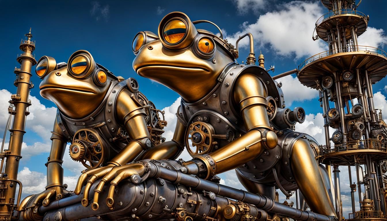Atomic Frog Sculpture in Social Realism Style