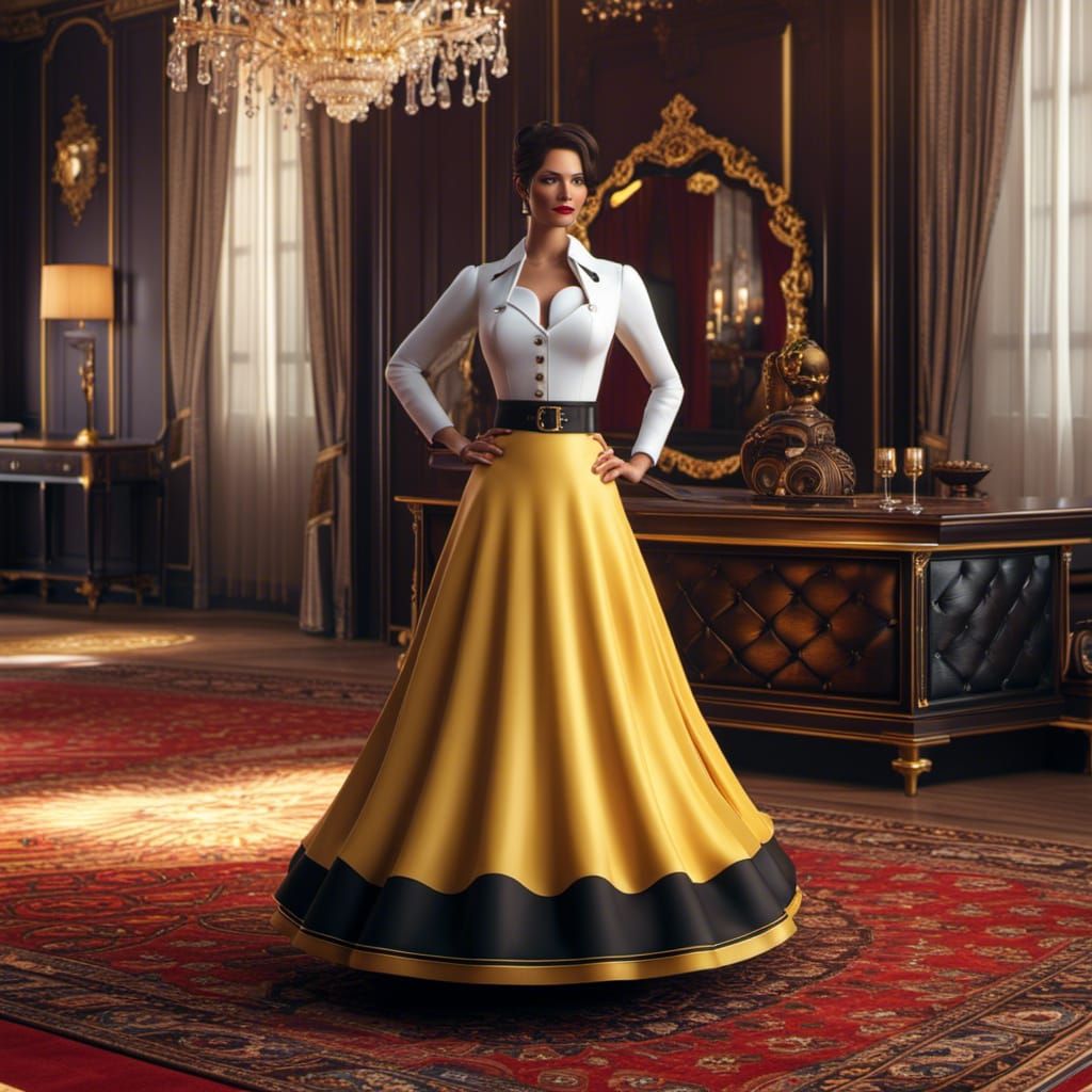 A womanizer with a skirt and a moustache. 8K resolution hype...