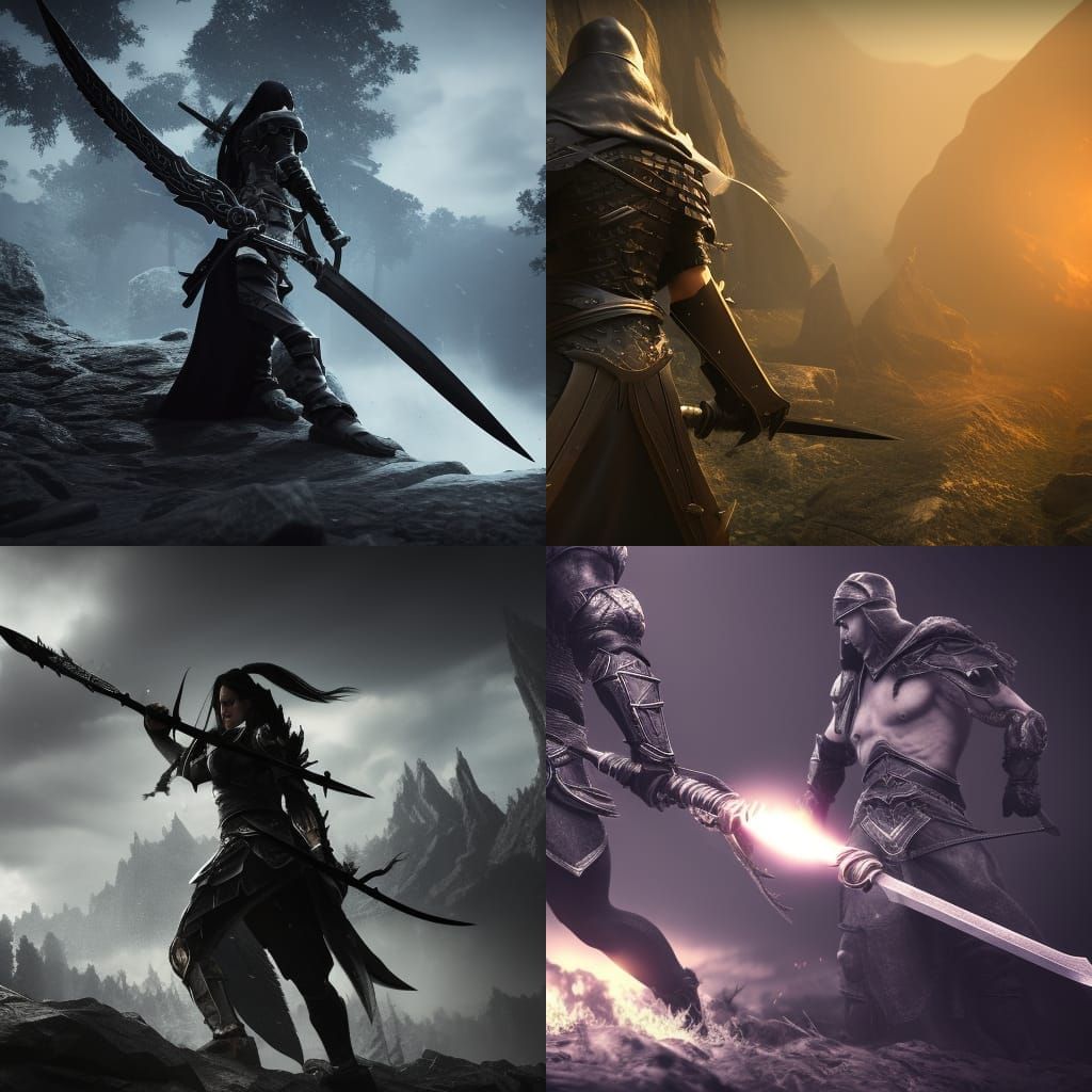 Black sword with black mist coming off of it