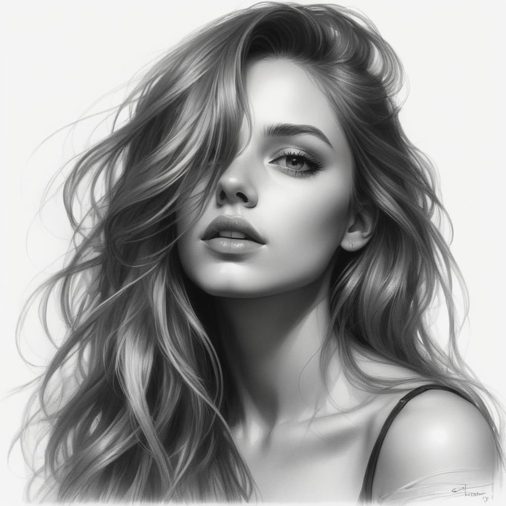 Pencil drawing, Meghan