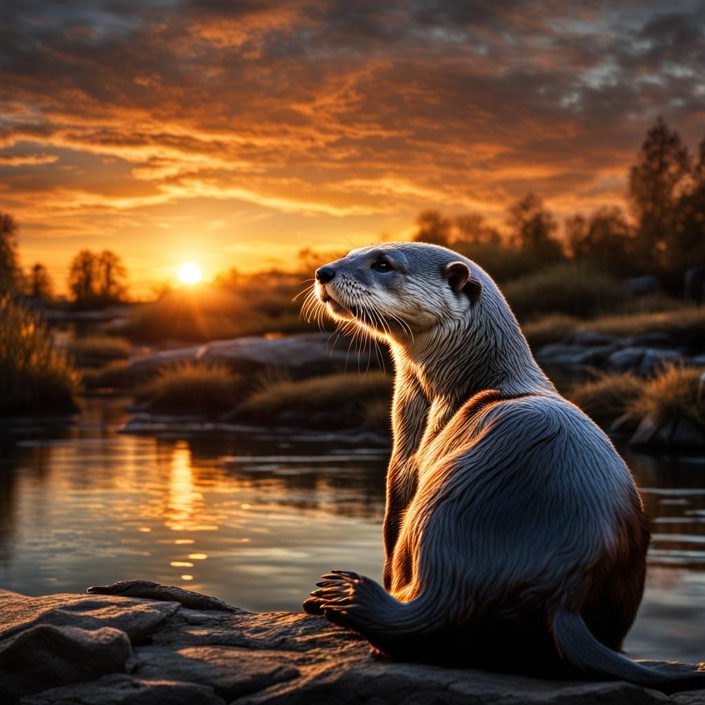 A otter over looking the sunset   by @Kittymaster