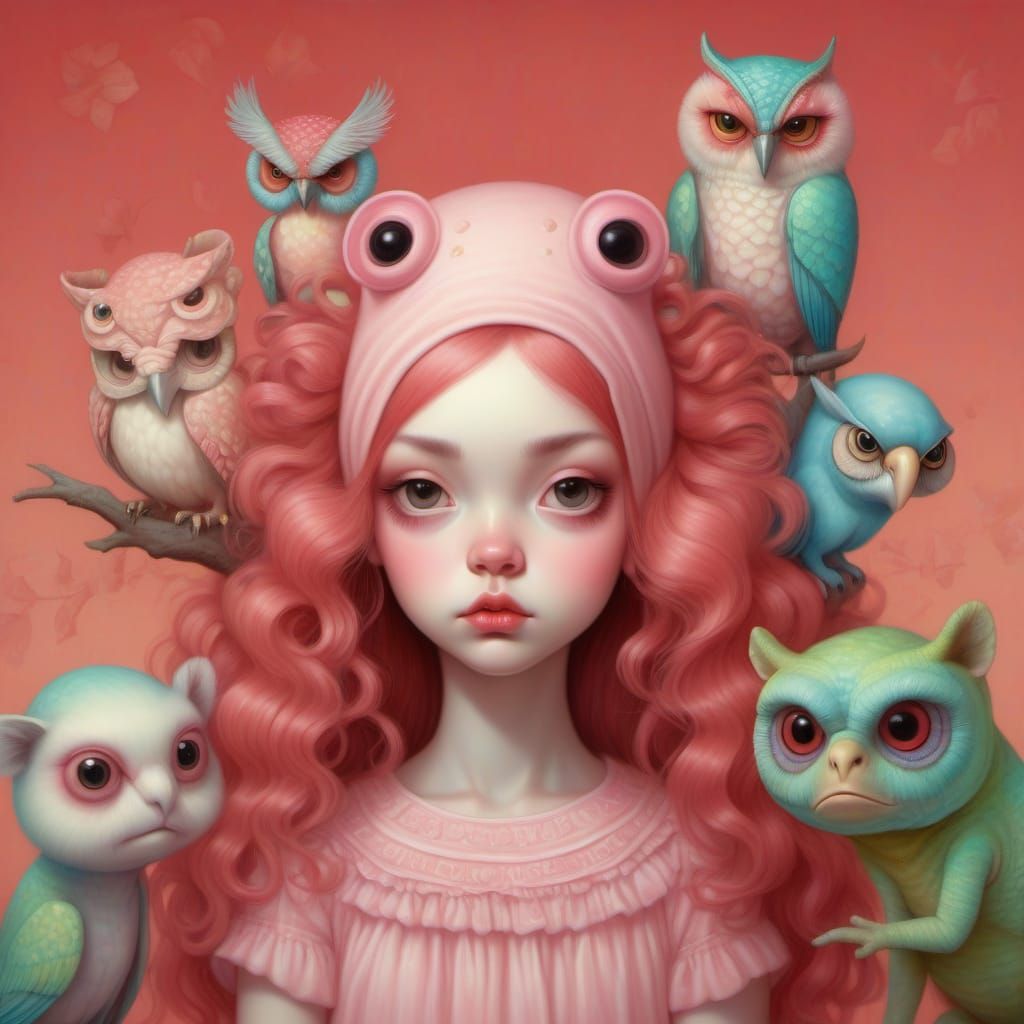 Girl and her weird pets