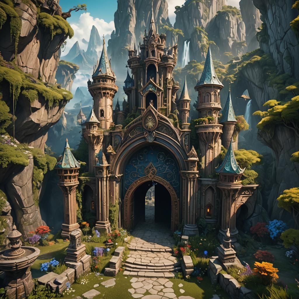 Gateway to Whimsical Realms in Stunning Matte Painting