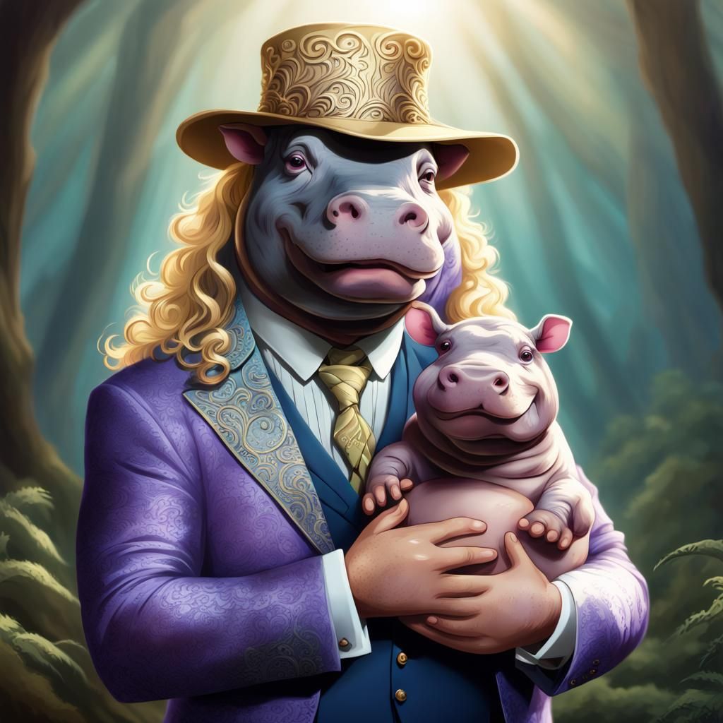 Hip Hippo Holding His Son!!!!!
