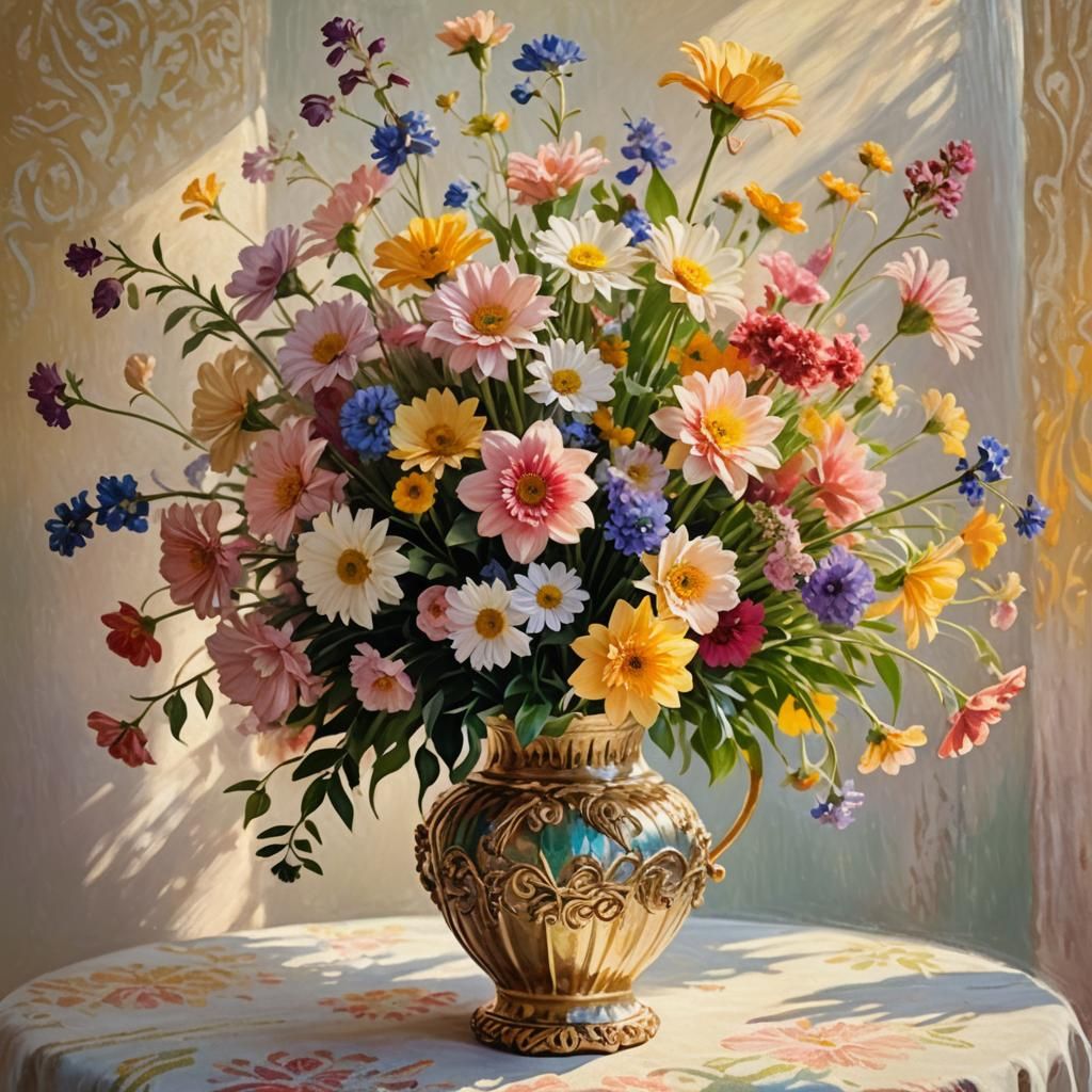 Vibrant Floral Still Life in Impressionist Style