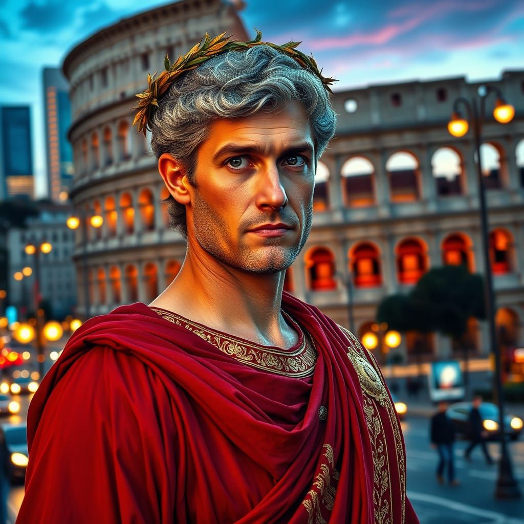 Julius Caesar leisurely strolling through the streets of Rome  by @RC