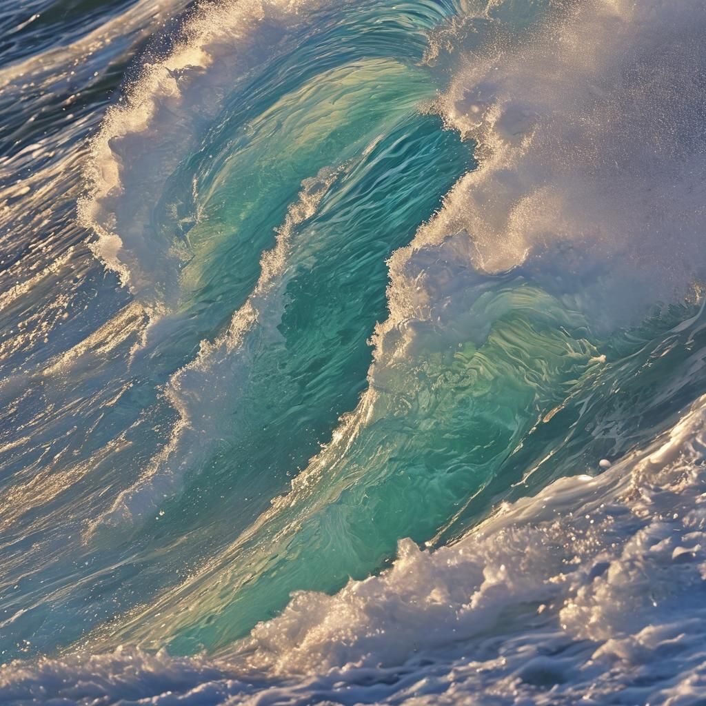 Heart-Shaped Ocean Wave with Sea Creatures