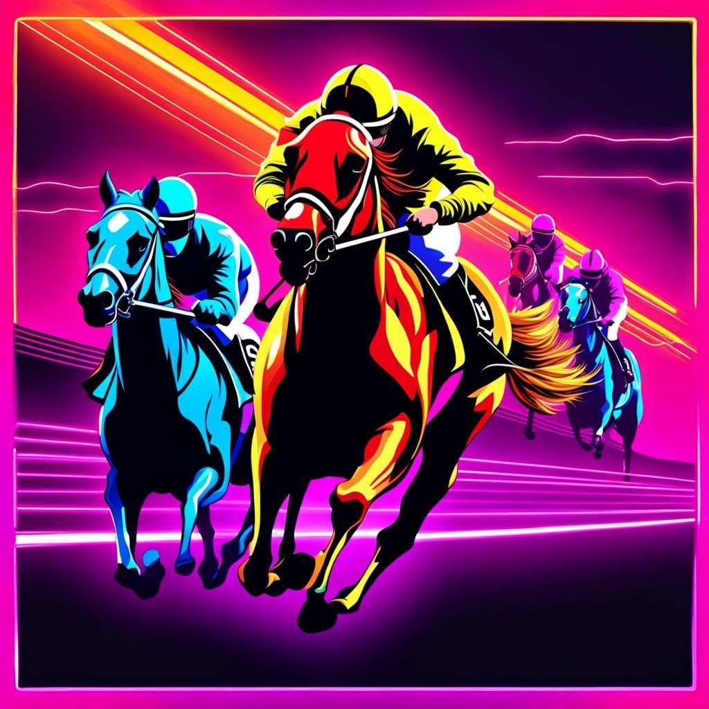 Synthwave Neon Horse Racing Retro