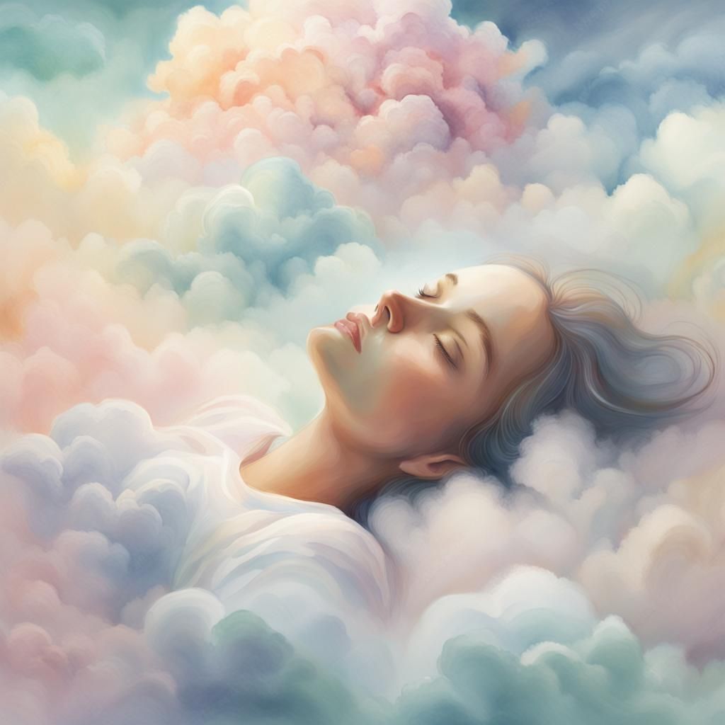 Dreamlike Sleeping Figure in Surreal Watercolor
